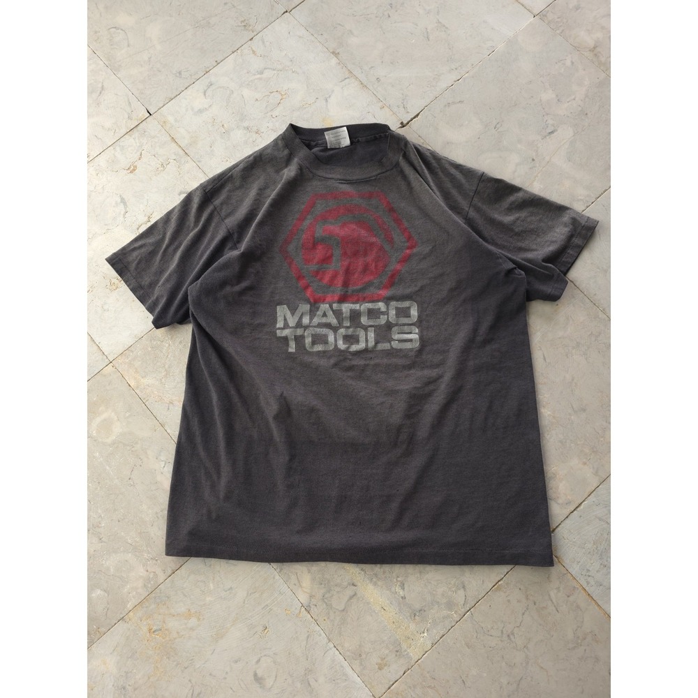 Vintage 90s Matco Tools Black Single Stitch Faded T-shirt USA Made XL Hanes